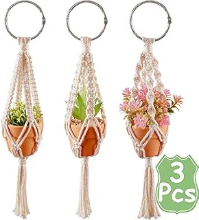 Macrame Plant Hangers, 3 Pcs Plant Hangers with Artificial Succulent Plants, Rear View