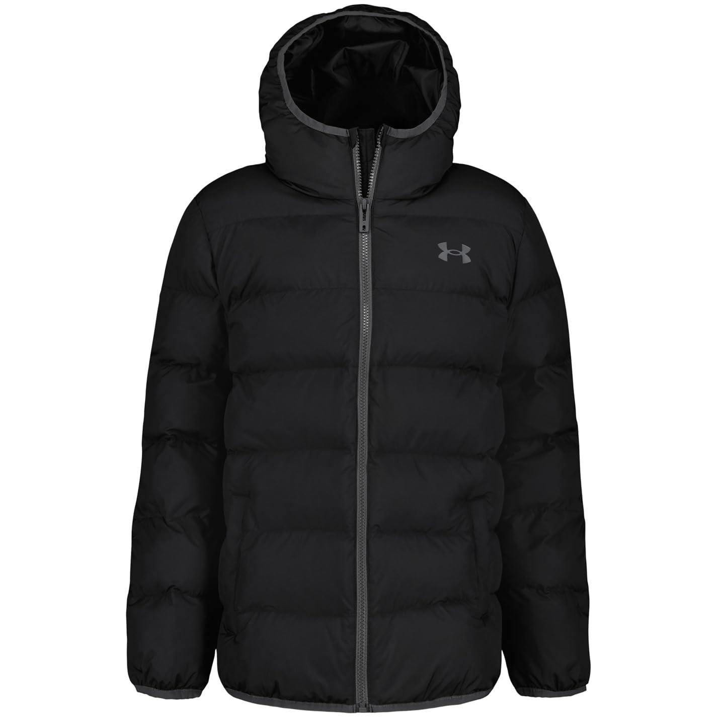Under Armour  Kids Black Kids' Pronto Hooded Long Sleeve Puffer Jacket in Size 11 - 12 Years, Sports Direct