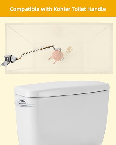 Miniatura 4 de iFealClear Tirador universal de latón para tanque de inodoro, mango de inodoro de montaje lateralangular, compatible con Kohler K-GP30324-CP, cadena