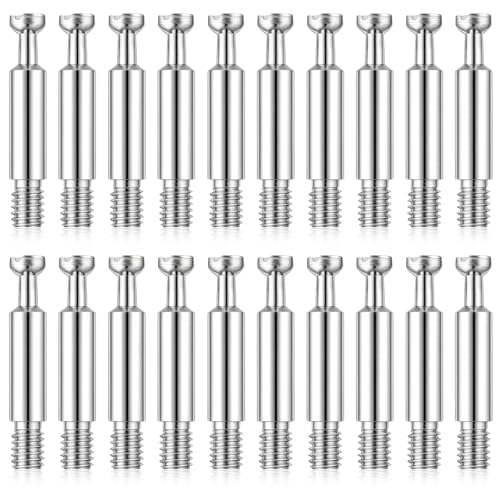 20Pcs Cam Bolts for Furniture Connector Fixing Screws Cam Screws Furniture Cams Lock Fasteners Connecting Fittings Tools Fixing Bolt Fasteners for Cabinet Drawer Wardrobe Table, Silver