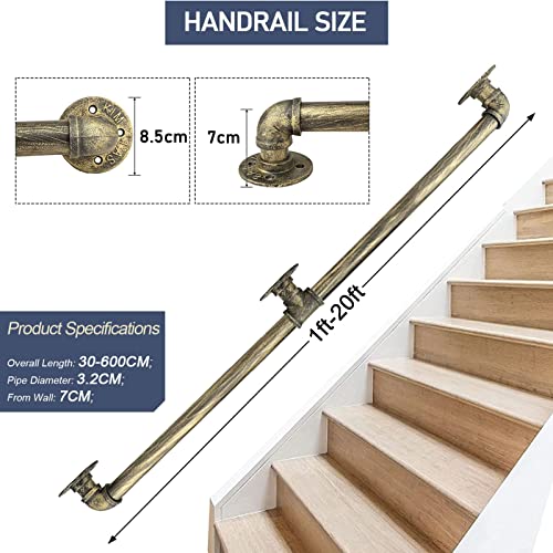 Rambarde escalier métal finition laiton antique haut de gamme