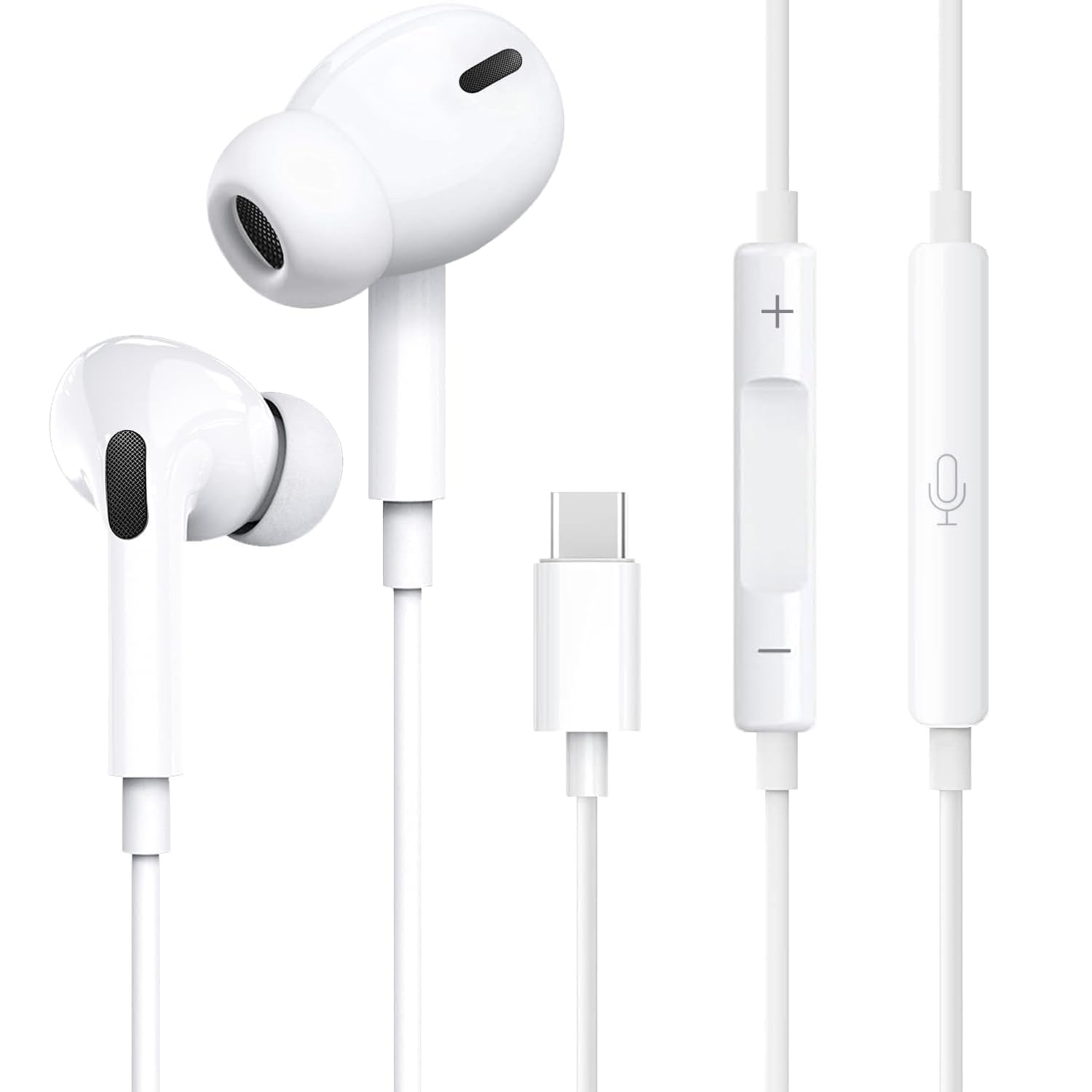 タイプc イヤホン【2025年新版 Phone15/16対応】有線HiFi 重低音 通話クリア type-c 人間工学 usb c 音量調節可能 快適な装着感 絡みにくい インイヤー型 遅延なしタイプシー リモコン付き iPhone/Android/Galaxy/iPadなどに対応