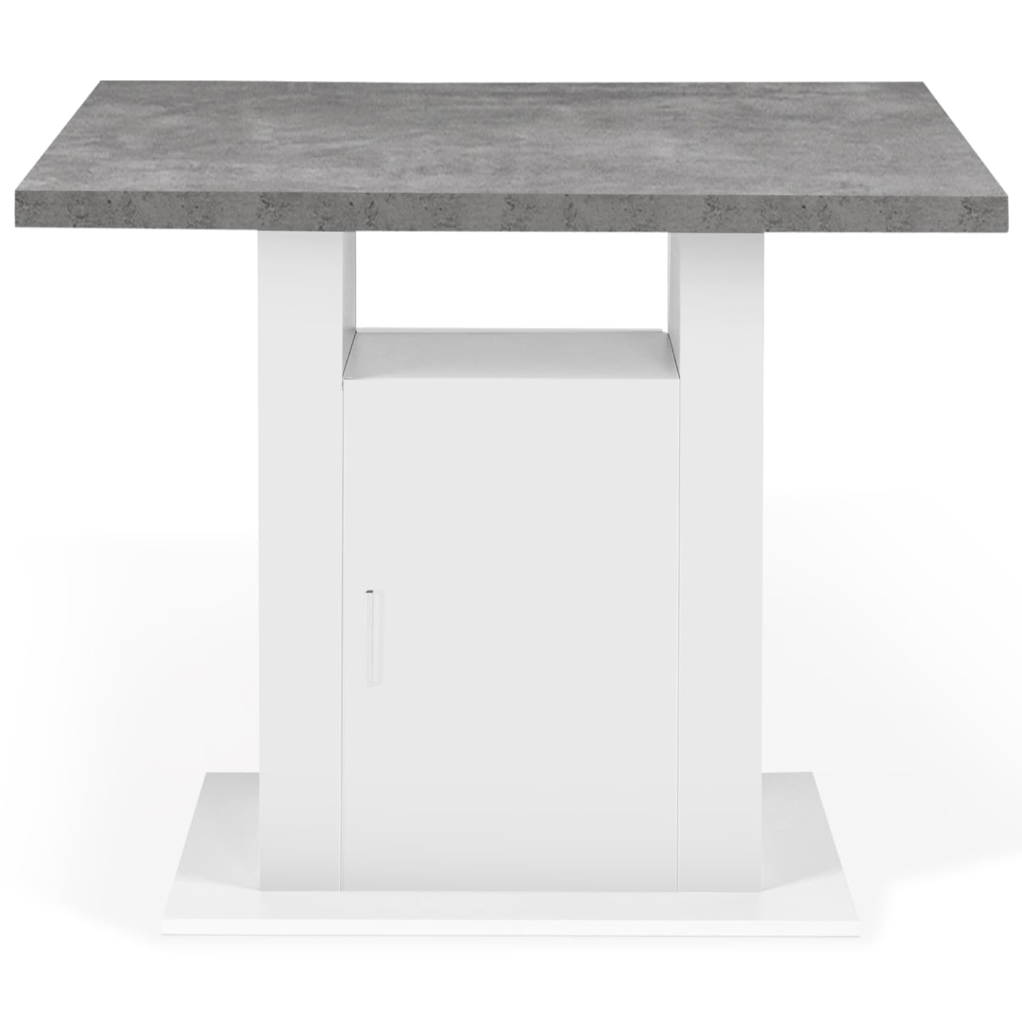 IDMarket - Ilot Central UGO 110 cm Plateau Effet béton et Blanc avec rangements