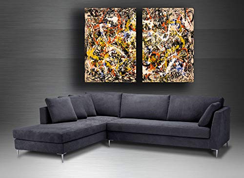 Quadro Moderno ASTRATTO stile Pollock Alberi Celeste