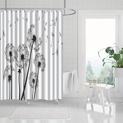Rideau de douche imperméable pissenlit lavable en machine pour sol sec - 4