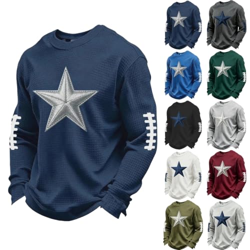 Game Day Sweatshirt Men Waffle Knit Crew Neck Breathable Work Clothing - image 1