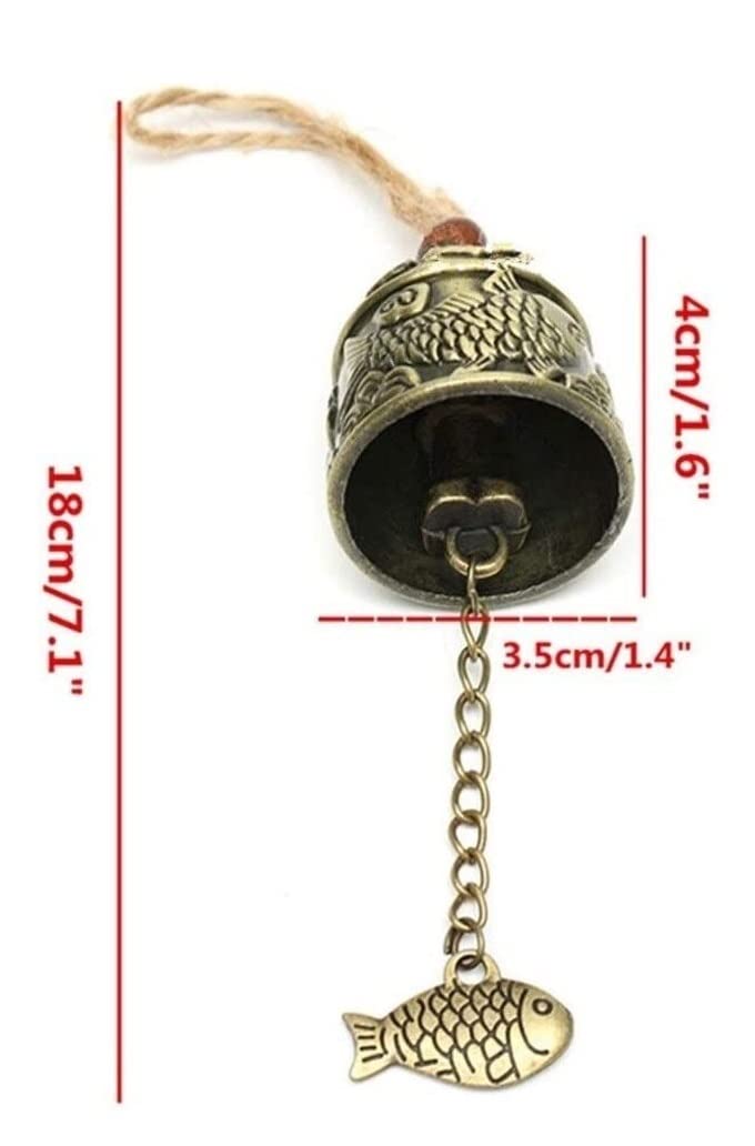 Carillon a Vent pour Maison Dragon/Poisson Feng Shui Cloche Bénédiction Bonne Chance Fortune Suspendu Carillon Éolien Extérieur Artisanat Décoration De La Maison Décoration Intérieure(Fish)