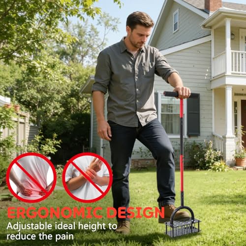 Herramienta manual de aireación para césped con 16 púas de hierro miniatura 6
