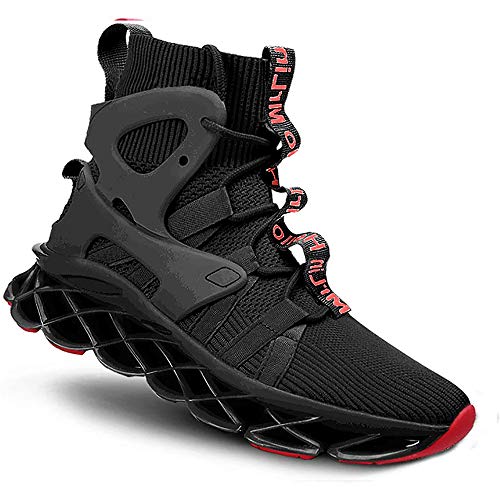 MOMDIWEI Mens Sport Running Shoes Athletic Blade Non Slip Fashion Breathable Sneakers Walking Shoes Black