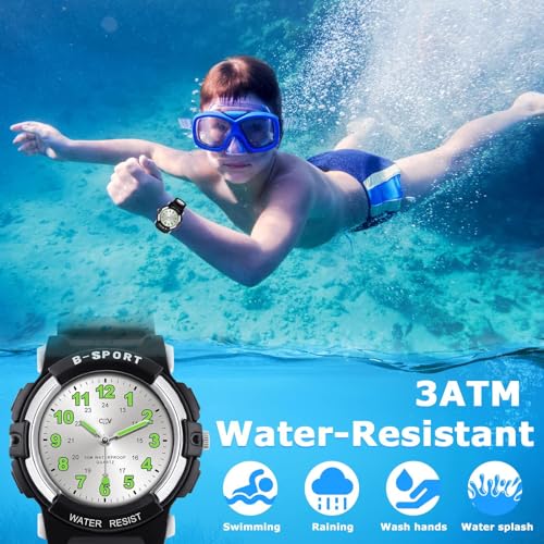 Image of CKV Kids Watch for Boys Girls Ages 5-12, Waterproof Time Teacher Easy to Read Analog Sport Outdoor Children Watches with Soft Band for Kids