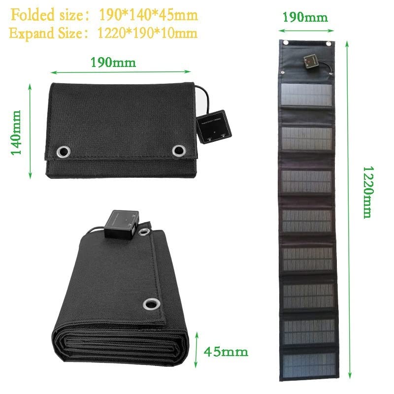 Pannello Solare Pannello Solare Monocristallino da 25 W Pacchetto Pieghevole Solare Pannello Solare Portatile Ricarica Esterna for Telefono Cellulare Escursionismo
