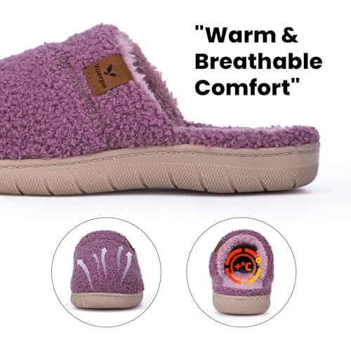 Women's Fuzzy Slip-on Slippers Warm Cozy Soft Lightweight Memory Foam Indoor House Shoes3