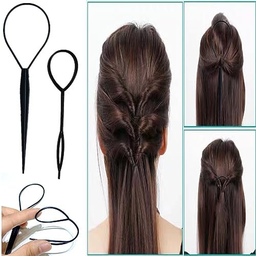 ZVOREI 8Pcs Black Hair Brushes Set with 4Pcs Topsy Tail Tools, Teasing Bristle Brush, Edge Control Brush, and 2Pcs Metal Pin Rat Tail Combs for Women's Hair Styling and Brushing - Image 3