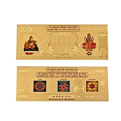 Ankita Gemstones Gold Plated1000 RS Indian Currency For Gift Purpose