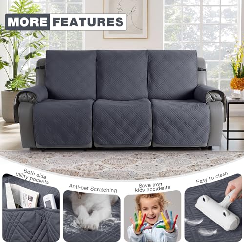 Taococo Waterproof Recliner Sofa Cover Couch Cover For Reclining Couch 3 Seat Non-Slip Split Sofa Slipcover 3-Pieces With Straps thumb #5
