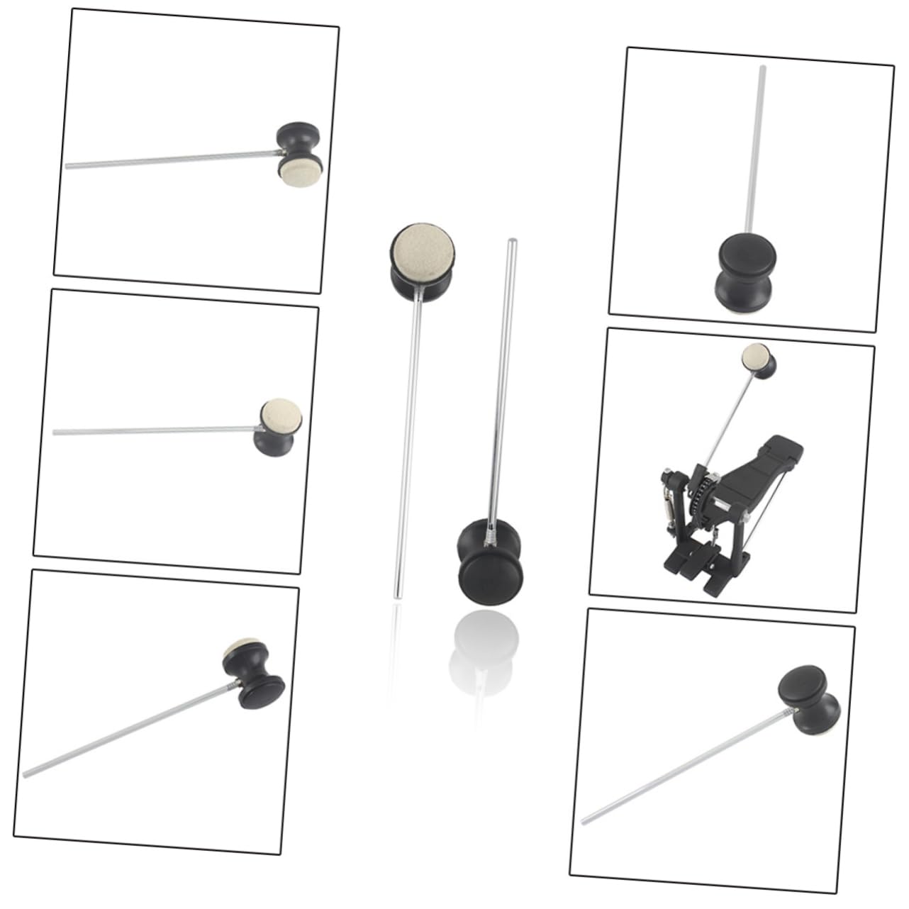 ifundom 2pcs Lightweight Bass Drum Pedal Beater Made of Felt Stainless Steel for Drum Instrument