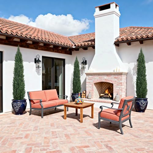 6FT Artificial Topiary Cedar Tree for Outdoor Porch, UV-Resistant Large Faux Pine Trees for Outdoor Planters, Potted Fake Cypress Shrubs Bushes for Front Porch Patio Home Entrance, Set of 2 by JOZHENJU - Used condition - Image 3