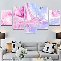 SIGNWIN 5 Panel Canvas Wall Art Modern Art 3D Abstract Abstract Brushstroke Contemporary Digital Art Fun Multicolor for Home Decorations Ready to Hang - 60