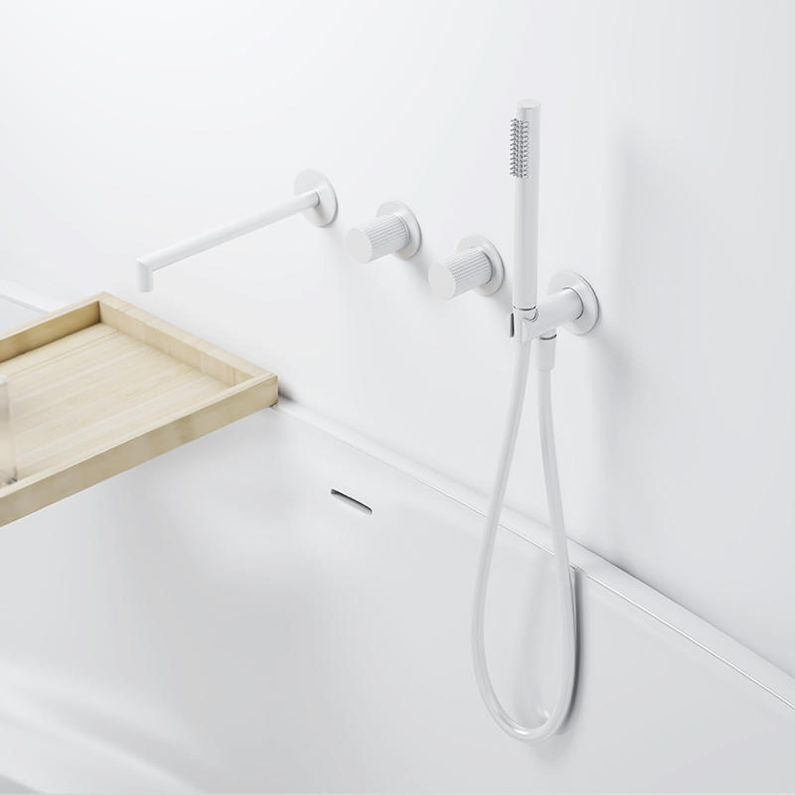 WOTZOV Bath Mixer Taps With Shower Wall Mounted Hot And Cold 2 Functions Brass Concealed Bath Mixer Tap Shower Mixer Tap Set For Bath White, Black，White