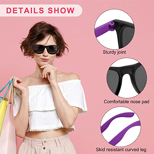 Elcoho 60 Pack Neon Sunglasses Bulk Party Favors Retro 80's Style Sunglasses 6 Neon Colors for Adults and Kids Beach Pool Party Supplies3