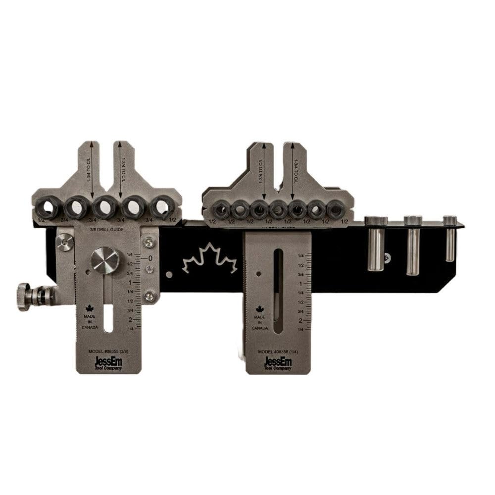 JESSEM Stainless Steel Dowelling Jig - Seasoned Pro Kit with All Sizes + 3 Angles and Wall Bracket