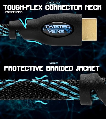 Image of HDMI Cable 25 ft (Actually 24.6ft / 7.5m), 2-Pack, Premium HDMI Braided Cord Type High Speed with Ethernet, Supports HDMI 2.0b 4K 60hz HDR and ARC
