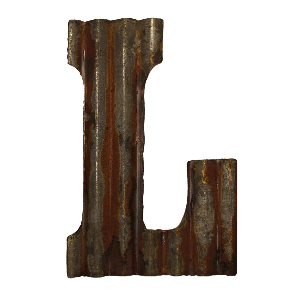 Farmhouse Rustic 12" Wall Decor Corrugated Metal Letter -L