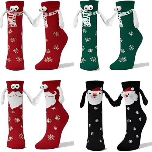 Scinzene 4 Paar Magnetische Weihnachten Socken, Weihnachtssocken...