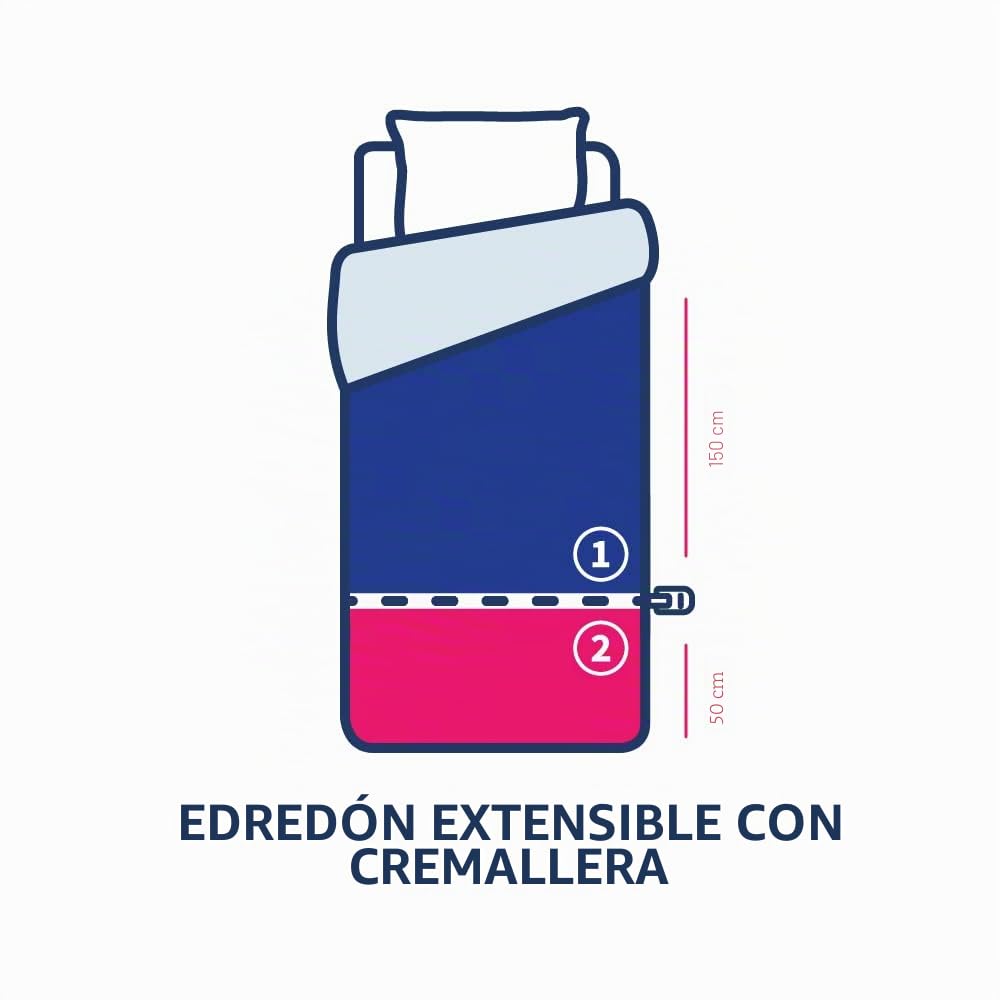 Bleu Câlin Edredón, Para Cama Extensible, Lavable a 95°, Blanco, 140x(150+50) cm, KBOBEVOL