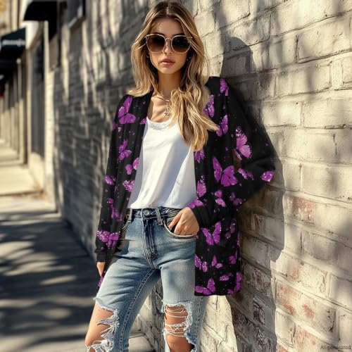 Image of Cardigan Sweaters for Women Long Sleeve Cardigan Soft Drape Open Front Fall Dusters V-Neck Jackets Dressy Loose Coat