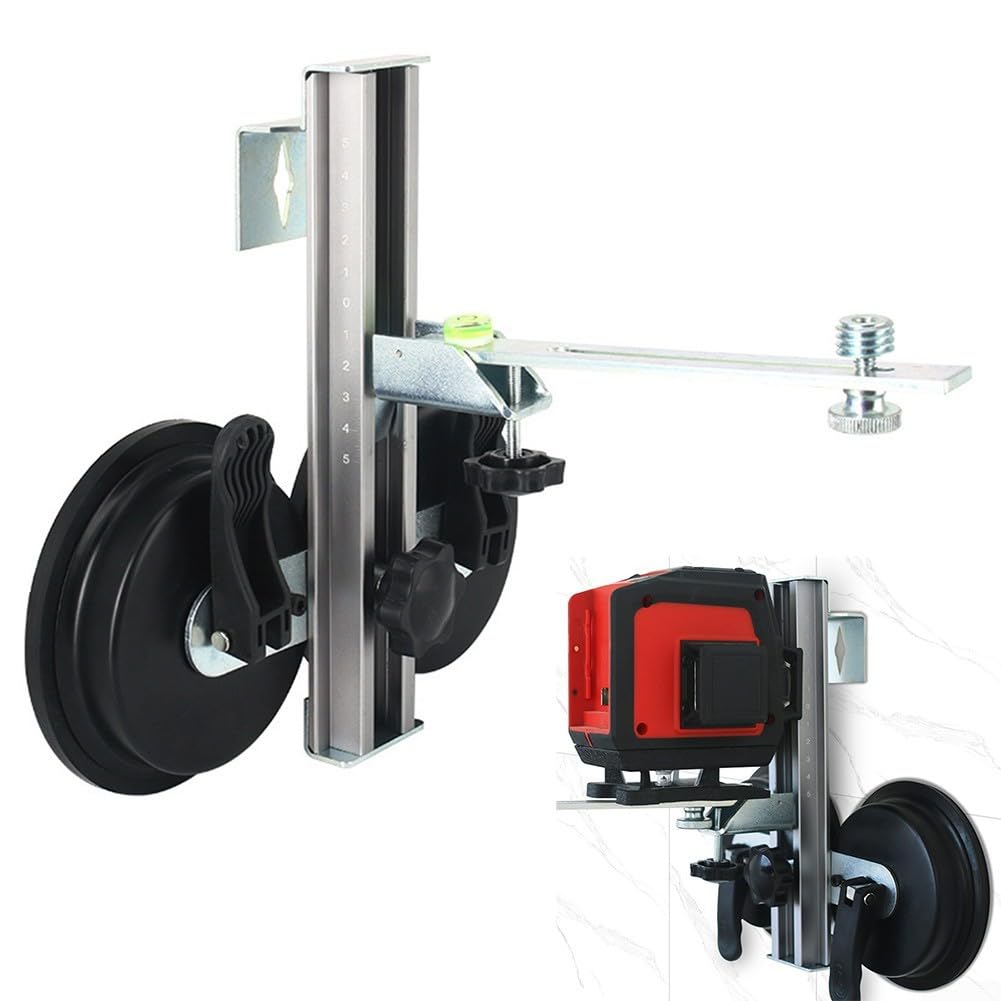 Supporto regolabile a ventosa, staffa da parete in lega di alluminio con filettatura da 1/4" e 5/8", supporto flessibile per livelli su vetro e piastrelle (C)