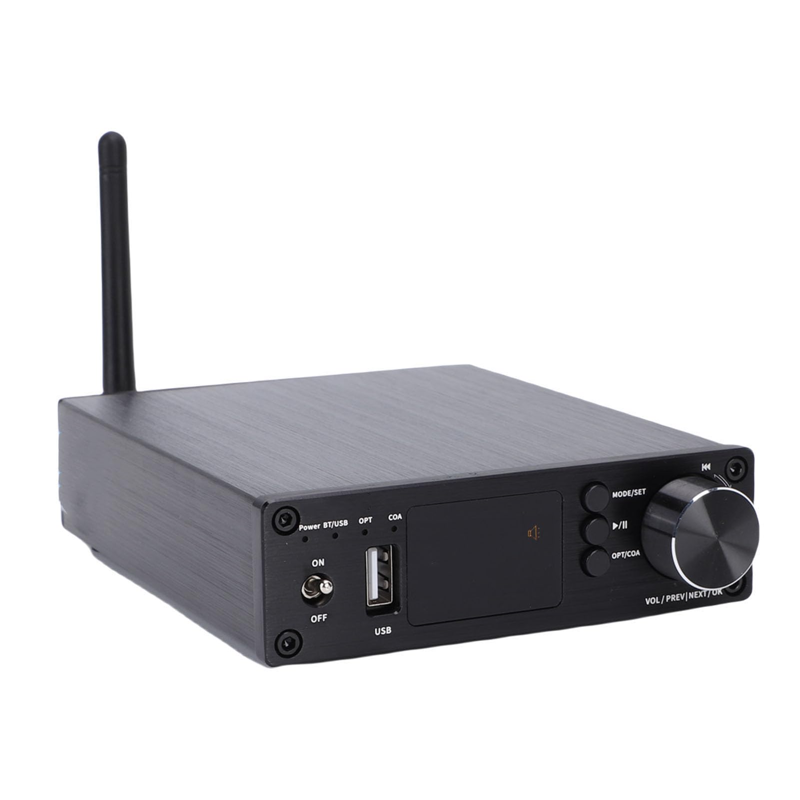 Elprico Wzmacniacz Stereo Audio, Wzmacniacz Odtwarzania Odtwarzania Bluetooth, Odtwarzanie USB, Bezstronna Odbiór Bluetooth 5.3 z Zdalnym Sterowaniem Odpowiednim dla Słuchawek od 8 Ω do (wtyczka UE)