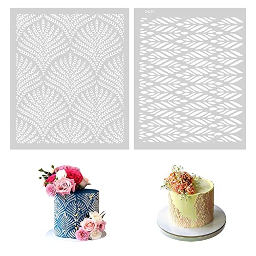 Cake Template Stencil- 2Pcs Cake Stencils Decorating Buttercream, Cake Decorating Templates, Hollow Lace Design Embossing Molds Baking Tools for Cake Decoration Printing Birthday Wedding