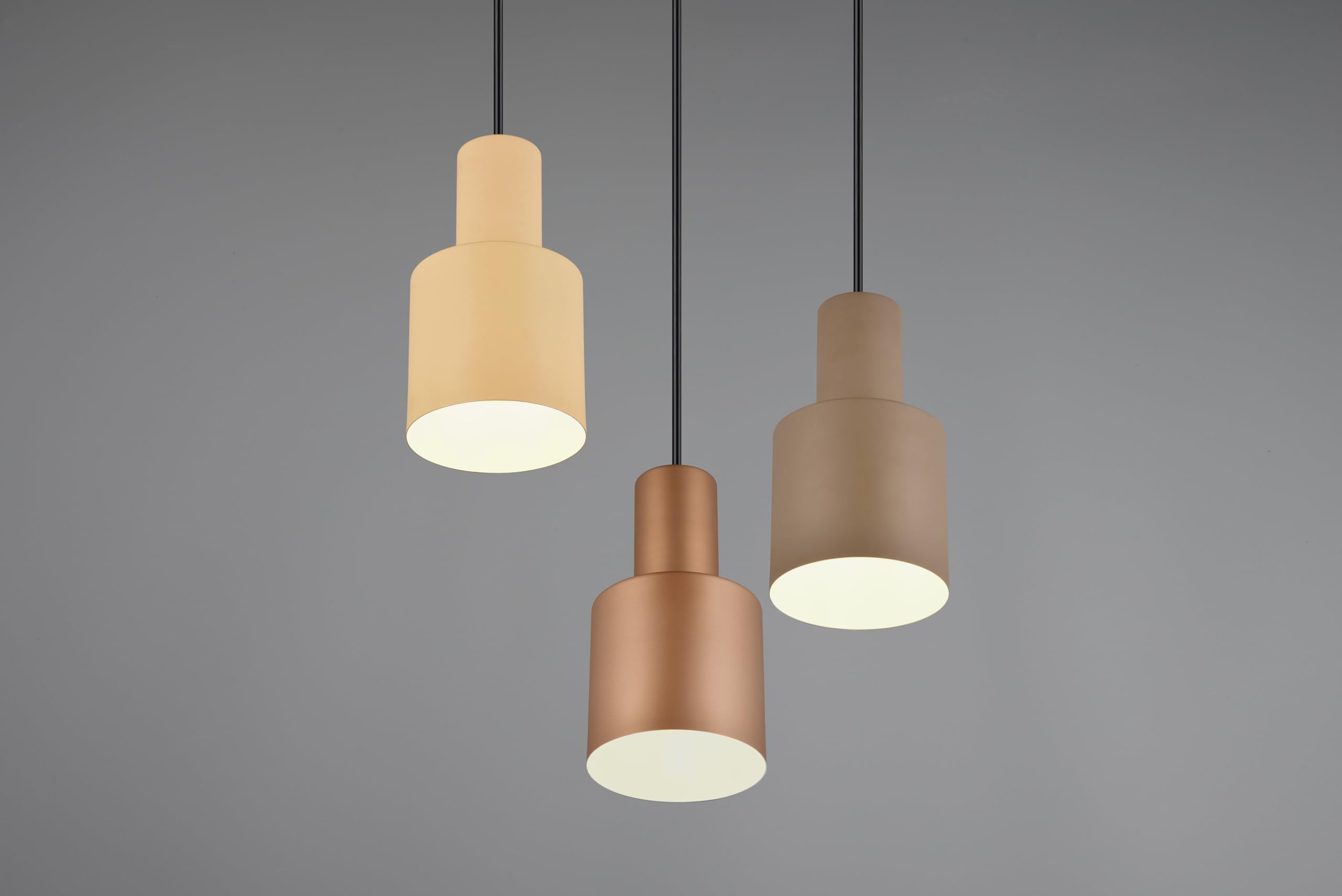 Lampadario a sospensione – Beige – Marrone – Tortora – 30 x 150 cm – 3 luci – Metallo