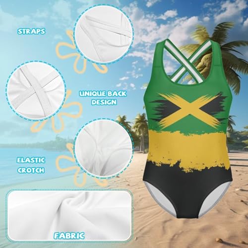 Image of WELLFLYHOM Girls Bathing Suits Size 5-14 One Piece Cross Back Swimsuit Sleeveless Full Coverage Swimwear for Beach Swimming