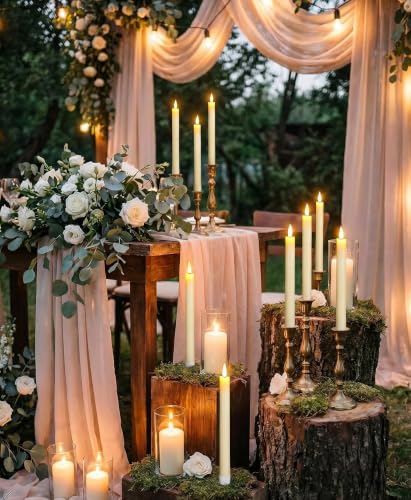 Image of GenSwin LED Taper Candles Flickering with Remote Timer, Battery Operated Taper Flameless Candles with 3D Wick Real Wax Window Candlesticks Pack of 2 for Home Wedding Decor(Ivory, 0.78 x 9.64 Inch)