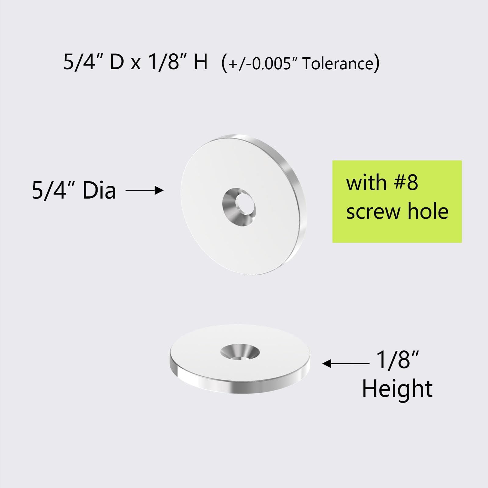N52-1.25" D x 1/8" H 18LBS Countersunk Mounting Magnet - 6 Pack, Powerful Rare Earth Magnets W/#8 Countersunk Hole,Super Strong Neodymium Ring Magnets for DIY, Building, Scientific, Craft — Amazon image 2