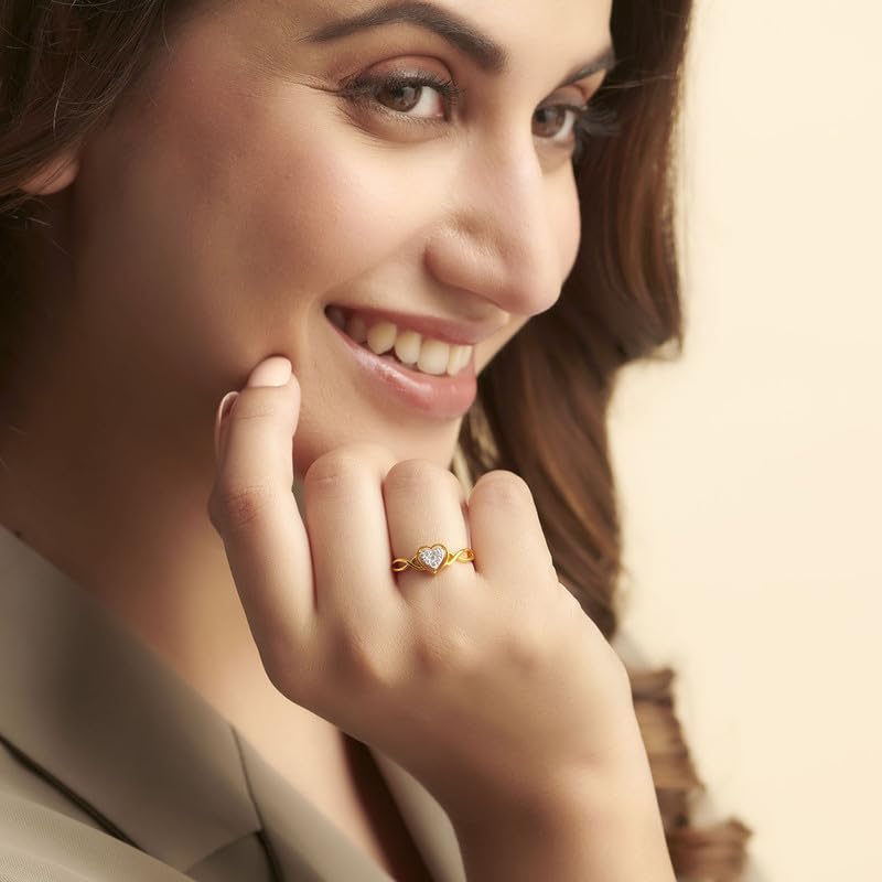 Image of KISNA 14k / 18k Real Gold & Diamond Ring | Diwali, Rakhi Rakshabandhan Gift for Sister /Bhabhi /Women | With Certificate of Authenticity & BIS-Hallmarked Gold Jewellery | Aatifa Diamond Ring