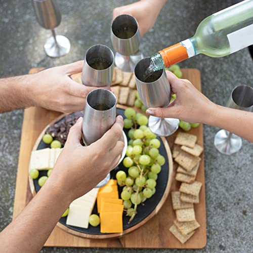 Stainless Steel Unbreakable 8 Oz Stemmed Champagne Glasses (Set Of 4) Premium Quality-Reusable Indoor & Outdoor Drinkware - Keeps Drink Cool Longer- Unique Party Gift Idea For Entertaining & Holidays #TOP6