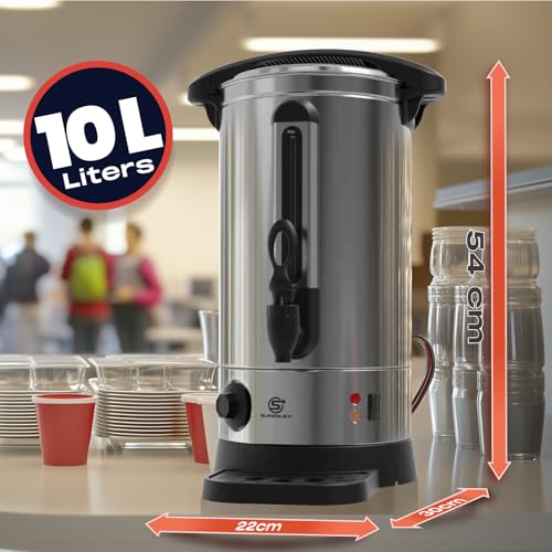 SUPERLEX Electric Catering Urn 10L Stainless Steel Water Boiler 1500W Hot Water Dispenser with Automatic Reboil Function and Water Gauge - Image 5