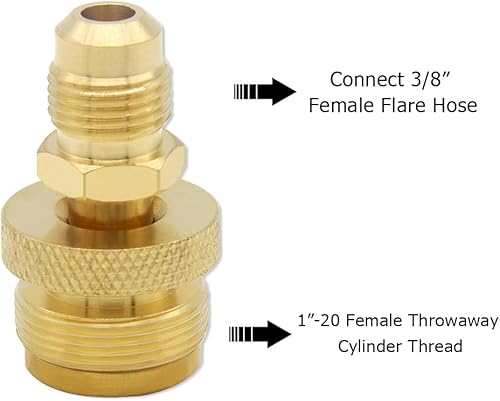 Miniatura 2 de Hooshing Adaptador de regulador de tanque de propano portátil de 1 libra, convertido a 38 "macho Flare Camping Grill Stove Parts