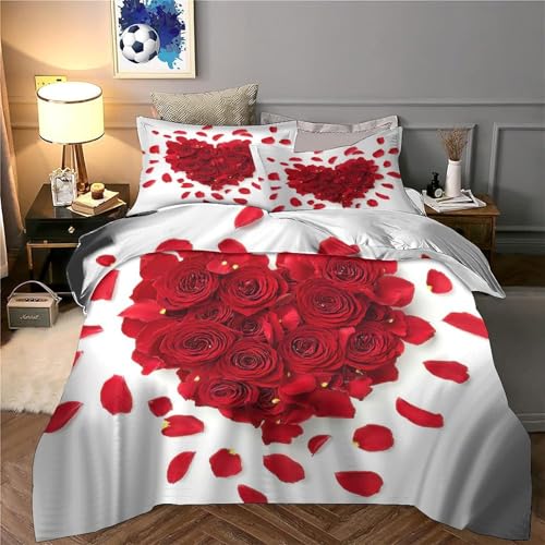 Housse de couette roses rouges 140x200 microfibre