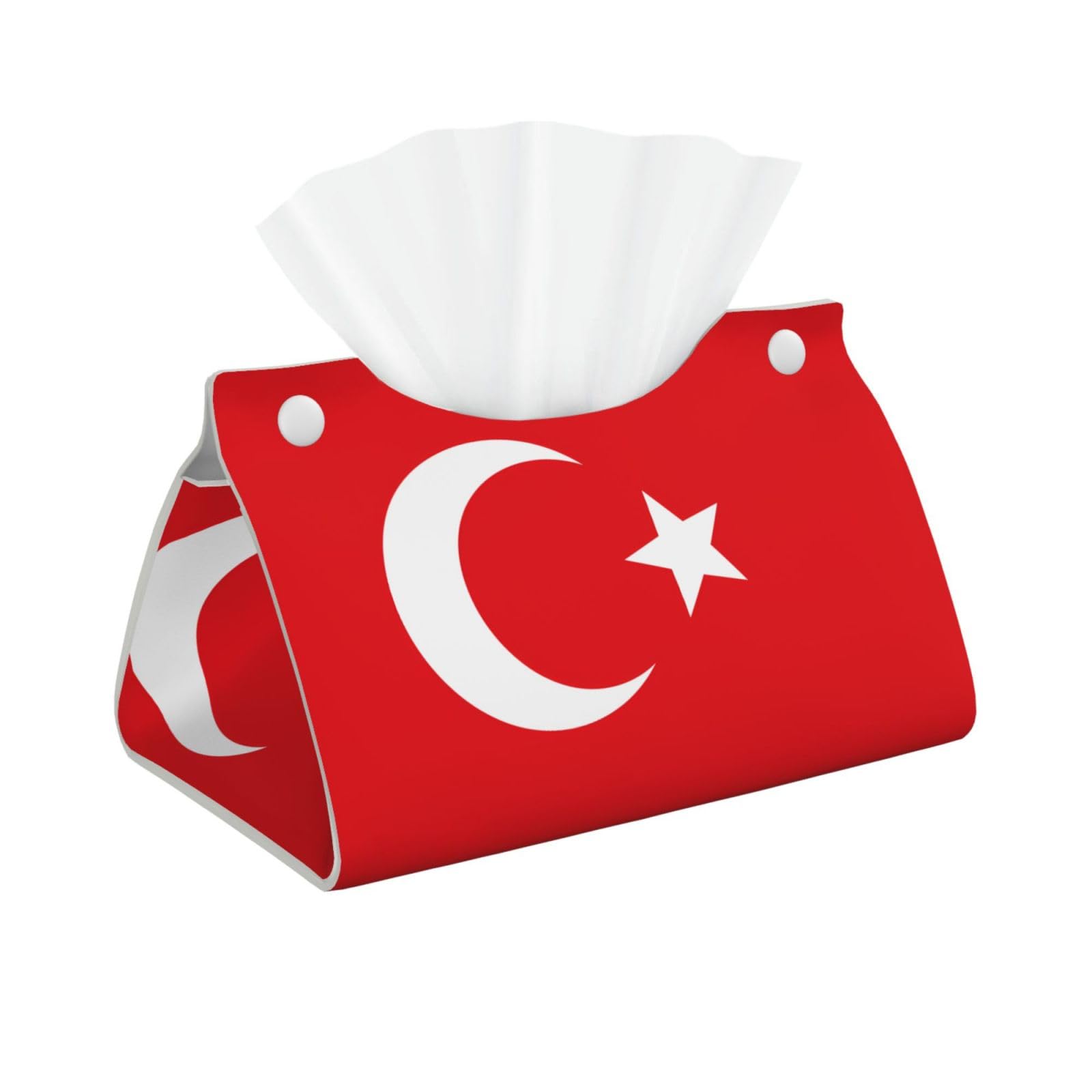 Flag of Turkey Print Long Tissue Box Cover Holder Foldable Leather Organizer for Vanity, Nightstand, Desk & Bathroom