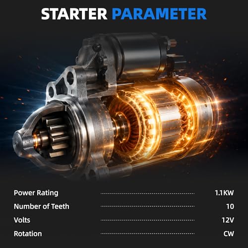 Starter compatible con Audi A4 2009-2016, A4 Quattro 2009-2016, A5 2010-2014, A5 Quattro 2010-2017, A6 2012-2016, Q5 2011-2017, Motor de arranque 06D911021B L4 2.0L miniatura 3