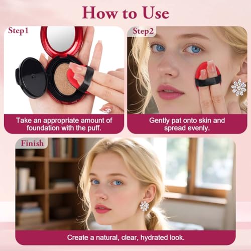 LOPHE Cushion Foundation, Feuchtigkeitsspendende CC Cream, Skin Cushion Leichter, Langanhaltender, Concealer Sogar Hautton Basis, #02