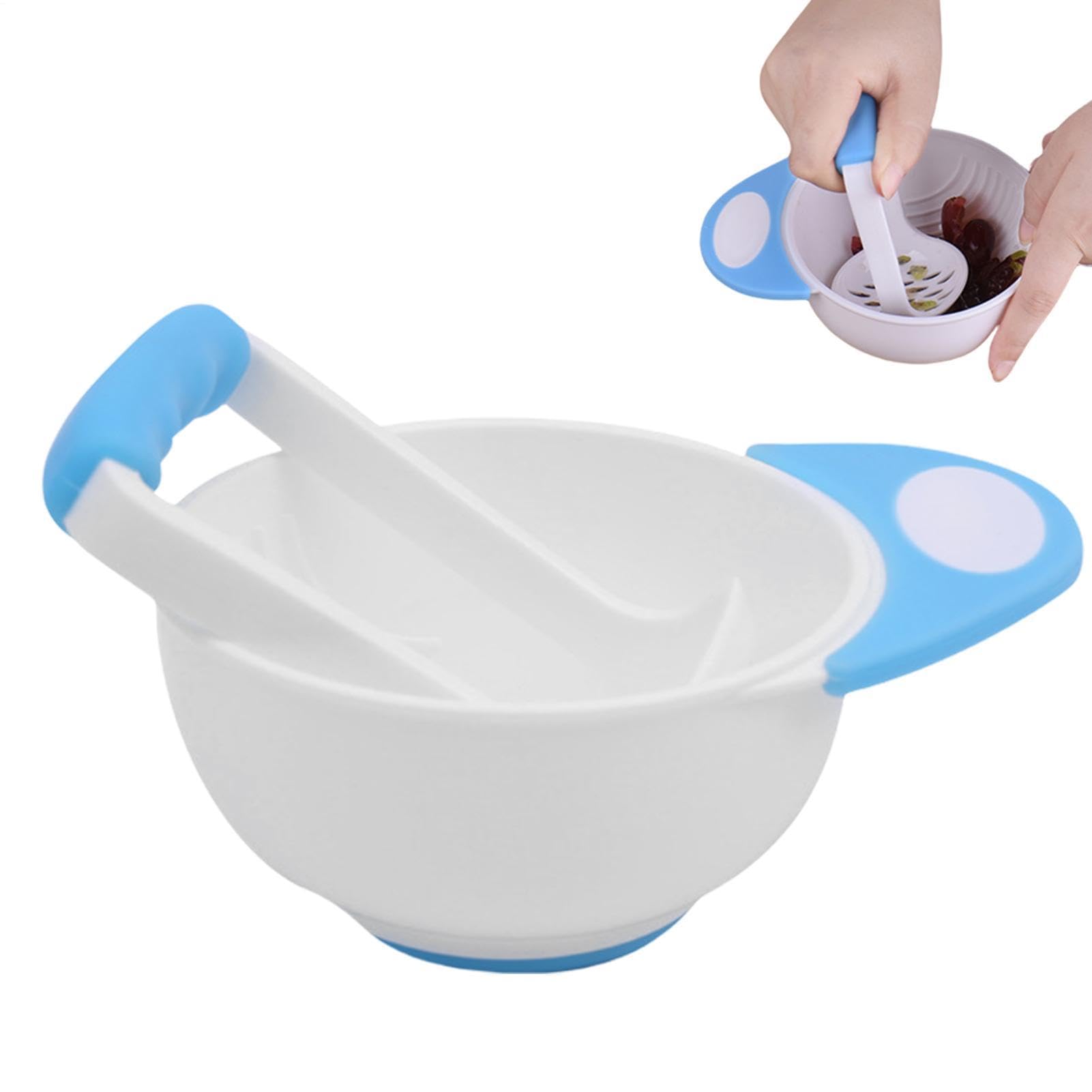 Non-Slip Food Masher Bowl, Portable Weaning Bowl with Masher