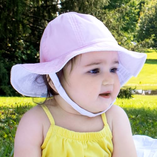 Wee Ones Baby Girls' and Boys' Reversible Summer Ready Sun Hats, Add-A-Bow Option, Moonstitch or Plain Brims2