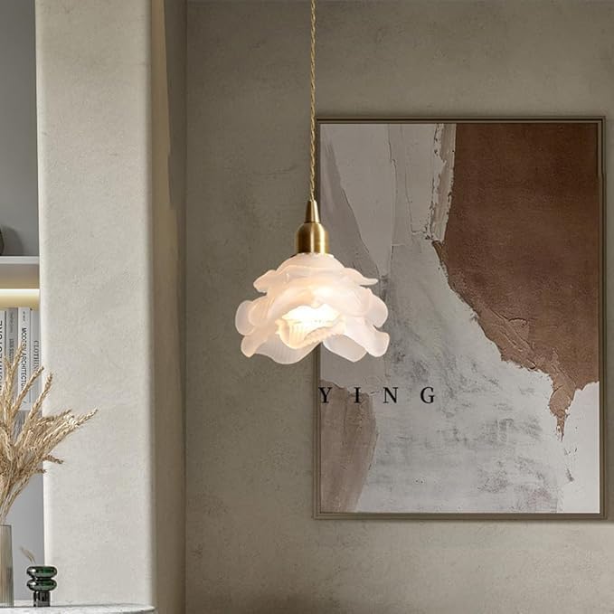 Lámpara colgante de cristal con forma de flor francesa, estilo antiguo, con forma de pétalo de rosa. Lámpara de techo pequeña, de estilo nórdico moderno, ideal para mesa de comedor, isla de cocina, fr