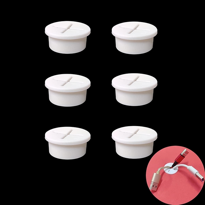 6个灵活硅胶电缆孔盖 (白色)