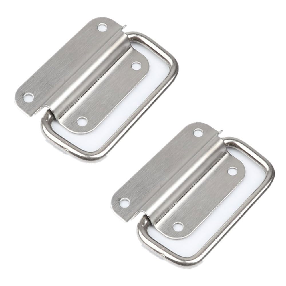 2 Pcs Stainless Steel Drop Ring Pull Handle - Spring Loaded Box Handle for Toolbox Storage Boxes